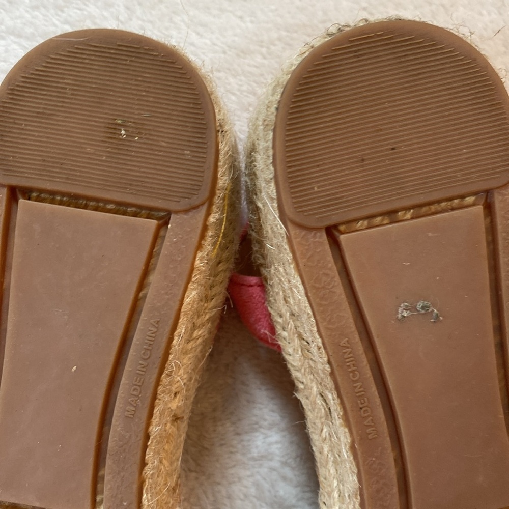 Talbots pink suede knot espadrille Pamela low heel ankle strap sandals Sz 6.5 - Picture 9 of 16